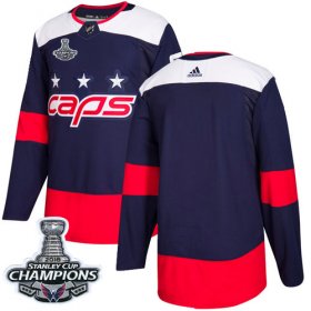 Wholesale Cheap Adidas Capitals Blank Navy Authentic 2018 Stadium Series Stanley Cup Final Champions Stitched Youth NHL Jersey