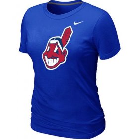 Wholesale Cheap Women\'s MLB Cleveland Indians Heathered Nike Blended T-Shirt Blue