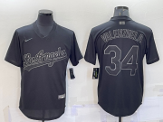 Wholesale Cheap Men's Los Angeles Dodgers #34 Fernando Valenzuela Black Pullover Turn Back The Clock Stitched Cool Base Jersey