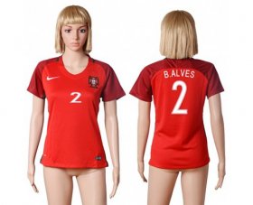 Wholesale Cheap Women\'s Portugal #2 Bruno Alves Home Soccer Country Jersey