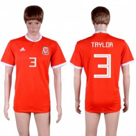 Wholesale Cheap Wales #3 Taylor Red Home Soccer Club Jersey