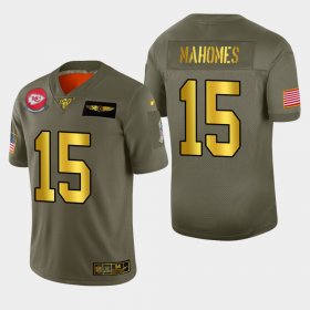 Wholesale Cheap Kansas City Chiefs #15 Patrick Mahomes Men\'s Nike Olive Gold 2019 Salute to Service Limited NFL 100 Jersey