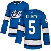 Wholesale Cheap Adidas Jets #5 Dmitry Kulikov Blue Alternate Authentic Stitched NHL Jersey