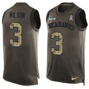 Wholesale Cheap Nike Seahawks #3 Russell Wilson Green Men's Stitched NFL Limited Salute To Service Tank Top Jersey