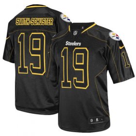 Wholesale Cheap Nike Steelers #19 JuJu Smith-Schuster Lights Out Black Men\'s Stitched NFL Elite Jersey