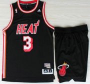 Wholesale Cheap Miami Heat 3 Dwyane Wadet Black Hardwood Classics Revolution 30 Swingman Jerseys Shorts NBA Suits