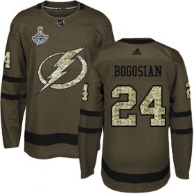 Cheap Adidas Lightning #24 Zach Bogosian Green Salute to Service Youth 2020 Stanley Cup Champions Stitched NHL Jersey