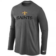Wholesale Cheap Nike New Orleans Saints Authentic Logo Long Sleeve T-Shirt Dark Grey