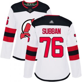 Wholesale Cheap Adidas Devils #76 P.K. Subban White Road Authentic Women\'s Stitched NHL Jersey