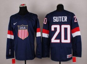 Wholesale Cheap 2014 Olympic Team USA #20 Ryan Suter Navy Blue Stitched NHL Jersey