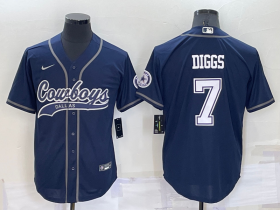 Wholesale Cheap Men\'s Dallas Cowboys #7 Trevon Diggs Navy Blue Stitched Cool Base Nike Baseball Jersey