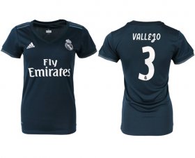 Wholesale Cheap Women\'s Real Madrid #3 Vallejo Away Soccer Club Jersey