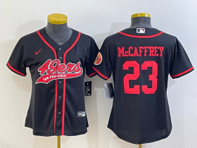 Wholesale Cheap Women\'s San Francisco 49ers #23 Christian McCaffrey Black With Patch Cool Base Stitched Baseball Jersey