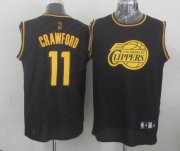 Wholesale Cheap Los Angeles Clippers #11 Jamal Crawford Revolution 30 Swingman 2014 Black With Gold Jersey