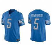 Cheap Men's Detroit Lions #5 David Montgomery Blue 2023 F.U.S.E. Vapor Untouchable Limited Stitched Jersey