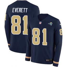 Wholesale Cheap Nike Rams #81 Gerald Everett Navy Blue Team Color Men\'s Stitched NFL Limited Therma Long Sleeve Jersey