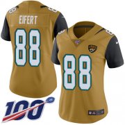 Wholesale Cheap Nike Jaguars #88 Tyler Eifert Gold Women's Stitched NFL Limited Rush 100th Season Jersey