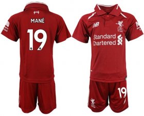 Wholesale Cheap Liverpool #19 Mane Red Home Kid Soccer Club Jersey
