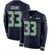 Wholesale Cheap Nike Seahawks #33 Jamal Adams Steel Blue Team Color Men's Stitched NFL Limited Therma Long Sleeve Jersey