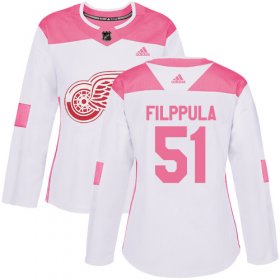 Wholesale Cheap Adidas Red Wings #51 Valtteri Filppula White/Pink Authentic Fashion Women\'s Stitched NHL Jersey