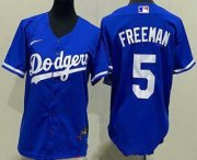 Wholesale Cheap Women's Los Angeles Dodgers #5 Freddie Freeman Blue Cool Base Jersey