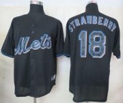 Wholesale Cheap Mets #18 Darryl Strawberry Black Fashion Stitched MLB Jersey