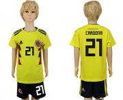 Wholesale Cheap Colombia #21 Cardona Home Kid Soccer Country Jersey