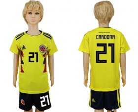 Wholesale Cheap Colombia #21 Cardona Home Kid Soccer Country Jersey