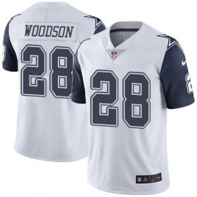 Wholesale Cheap Nike Cowboys #28 Darren Woodson White Men\'s Stitched NFL Limited Rush Jersey