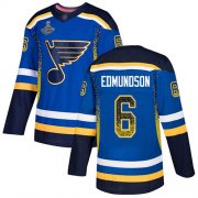 Wholesale Cheap Adidas Blues #6 Joel Edmundson Blue Home Authentic Drift Fashion Stanley Cup Champions Stitched NHL Jersey