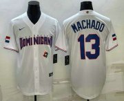 Cheap Men's Dominican Republic Baseball #13 Manny Machado 2023 White World Baseball Classic Stitched Jersey