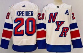 Cheap Men\'s New York Rangers #20 Chris Kreider White 2023-2024 Stadium Series Stitched Jersey