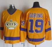 Wholesale Cheap Kings #19 Butch Goring Yellow/Purple CCM Throwback Stitched NHL Jersey