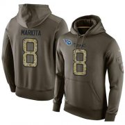 Wholesale Cheap NFL Men's Nike Tennessee Titans #8 Marcus Mariota Stitched Green Olive Salute To Service KO Performance Hoodie
