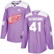 Wholesale Cheap Adidas Red Wings #41 Luke Glendening Purple Authentic Fights Cancer Stitched NHL Jersey