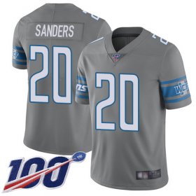 Wholesale Cheap Nike Lions #20 Barry Sanders Gray Men\'s Stitched NFL Limited Rush 100th Season Jersey
