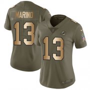 Wholesale Cheap Nike Dolphins #13 Dan Marino Olive/Gold Women's Stitched NFL Limited 2017 Salute to Service Jersey