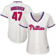 Wholesale Cheap Phillies #47 Larry Andersen Cream Alternate Women's Stitched MLB Jersey