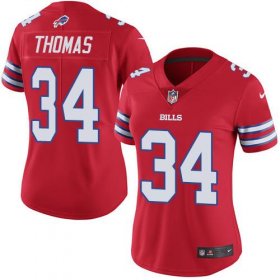 Wholesale Cheap Nike Bills #34 Thurman Thomas Red Women\'s Stitched NFL Limited Rush Jersey