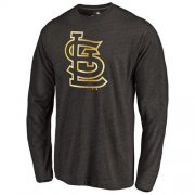 Wholesale Cheap St.Louis Cardinals Gold Collection Long Sleeve Tri-Blend T-Shirt Black