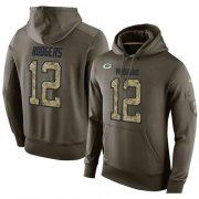 Wholesale Cheap NFL Men's Nike Green Bay Packers #12 Aaron Rodgers Stitched Green Olive Salute To Service KO Performance Hoodie