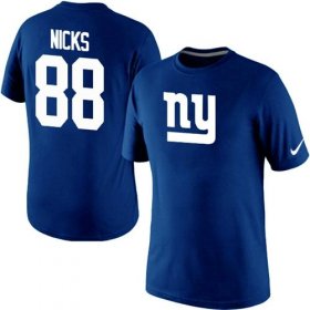 Wholesale Cheap Nike New York Giants #88 Hakeem Nicks Name & Number NFL T-Shirt Blue