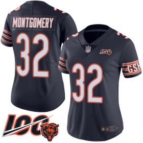 Wholesale Cheap Nike Bears #32 David Montgomery Navy Blue Team Color Women\'s Stitched NFL 100th Season Vapor Limited Jersey