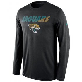 Wholesale Cheap Men\'s Jacksonville Jaguars Nike Black Legend Staff Practice Long Sleeves Performance T-Shirt