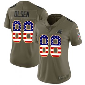 Wholesale Cheap Nike Panthers #88 Greg Olsen Olive/USA Flag Women\'s Stitched NFL Limited 2017 Salute to Service Jersey