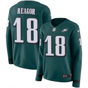 Wholesale Cheap Nike Eagles #18 Jalen Reagor Green Team Color Women's Stitched NFL Limited Therma Long Sleeve Jersey