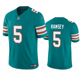 Wholesale Cheap Men\'s Miami Dolphins #5 Jalen Ramsey Aqua 2023 F.U.S.E Vapor Limited Stitched Football Jersey