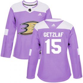 Wholesale Cheap Adidas Ducks #15 Ryan Getzlaf Purple Authentic Fights Cancer Women\'s Stitched NHL Jersey
