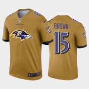 Wholesale Cheap Baltimore Ravens #15 Marquise Brown Gold Men's Nike Big Team Logo Vapor Limited NFL Jersey