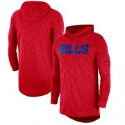 Wholesale Cheap Men's Buffalo Bills Nike Red Sideline Slub Performance Hooded Long Sleeve T-Shirt